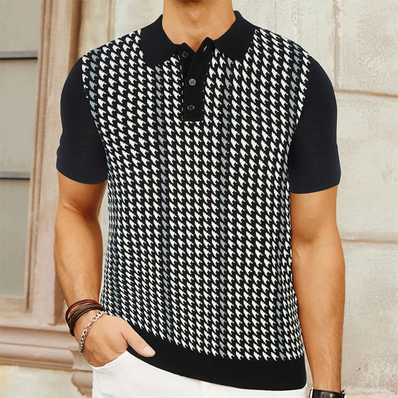 Мъжки стилен плетен поло с хрътка