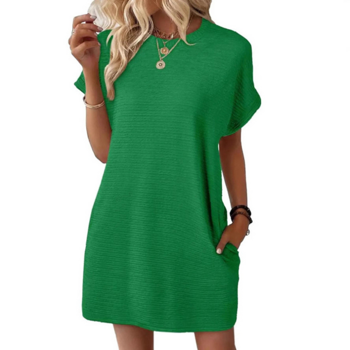 EVASHA – Casual Minimalist Рокля с Кръгло Деколте за Лято