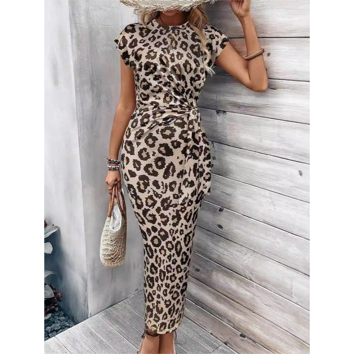 FELICIATI – Стилна рокля Bodycon с кръгло деколте и фльотиращи ръкави