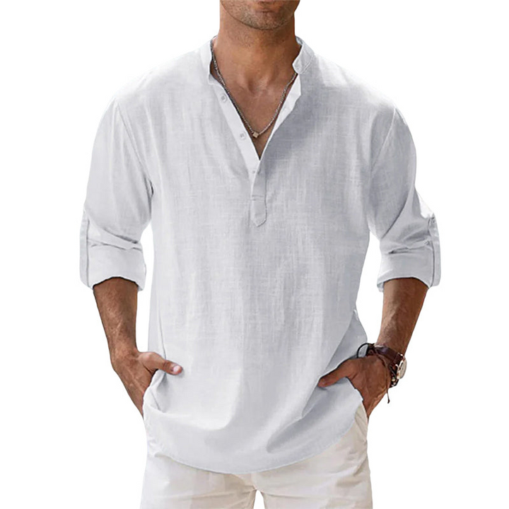 Мъжка Casual Henley Риза Винтидж Риза с Дълъг Ръкав