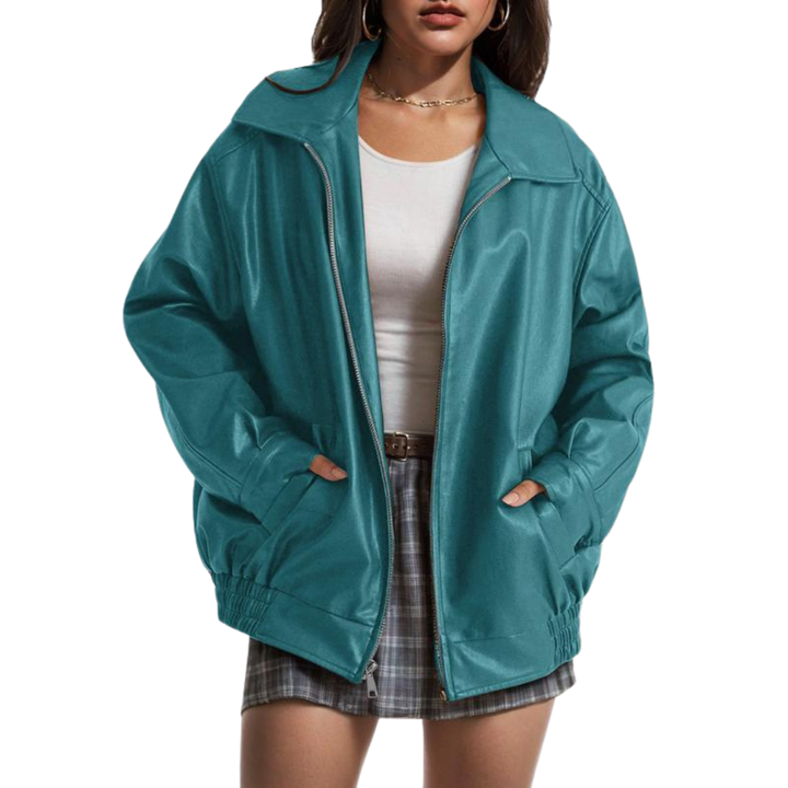 XANDRA - Модерен Oversized Кожен Пухкав Суед Jacket за Есента
