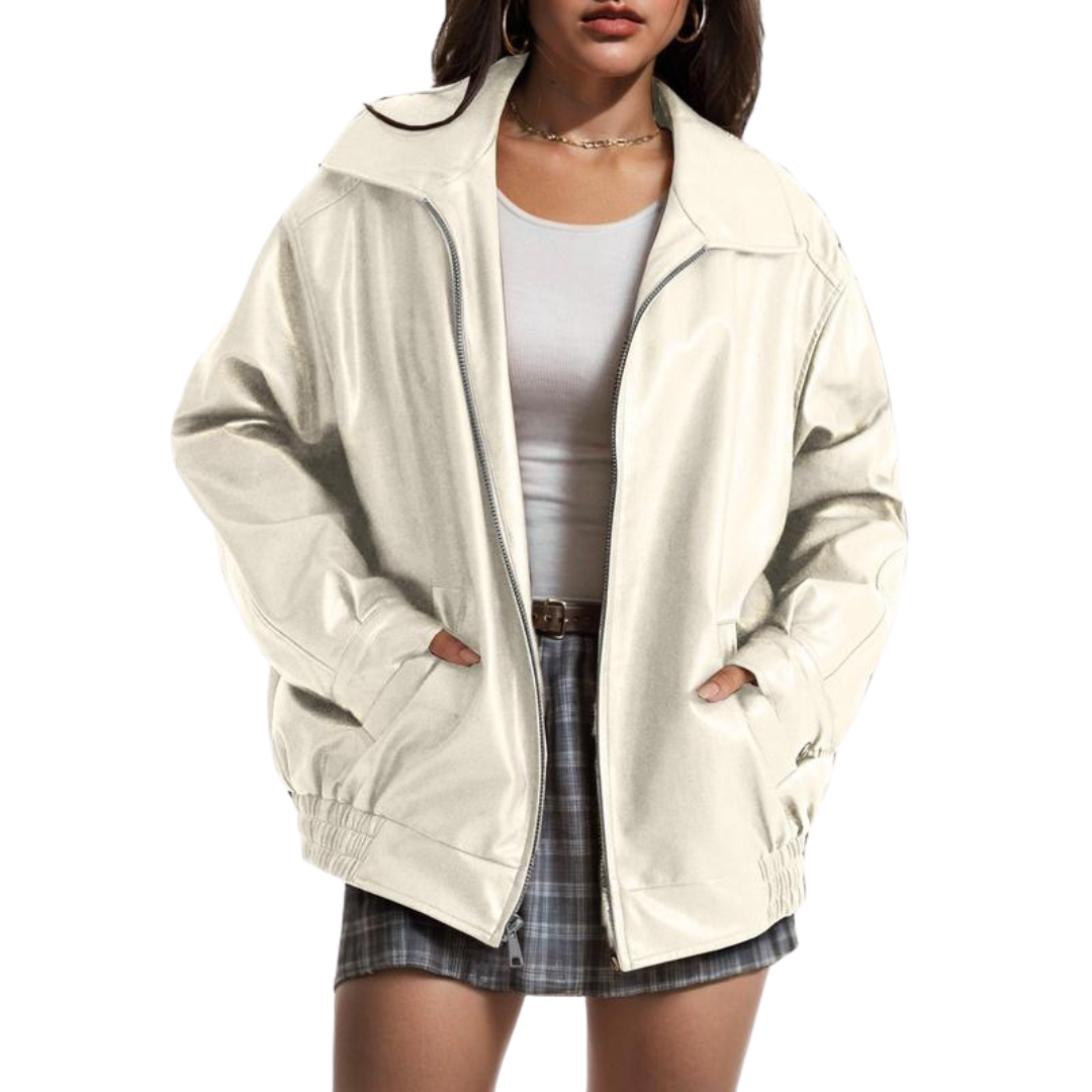 XANDRA - Модерен Oversized Кожен Пухкав Суед Jacket за Есента