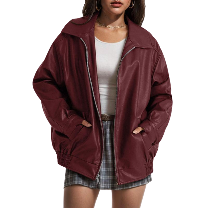 XANDRA - Модерен Oversized Кожен Пухкав Суед Jacket за Есента