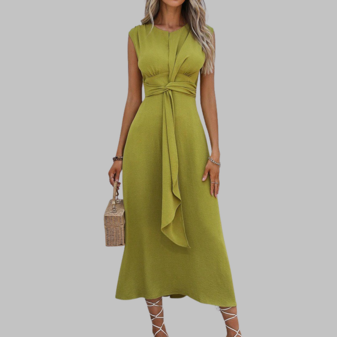 REESE - Елегантна безръкава макси рокля с кръгло деколте