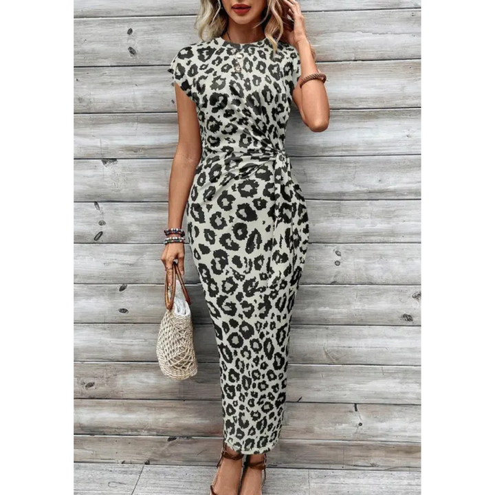 FELICIATI – Стилна рокля Bodycon с кръгло деколте и фльотиращи ръкави
