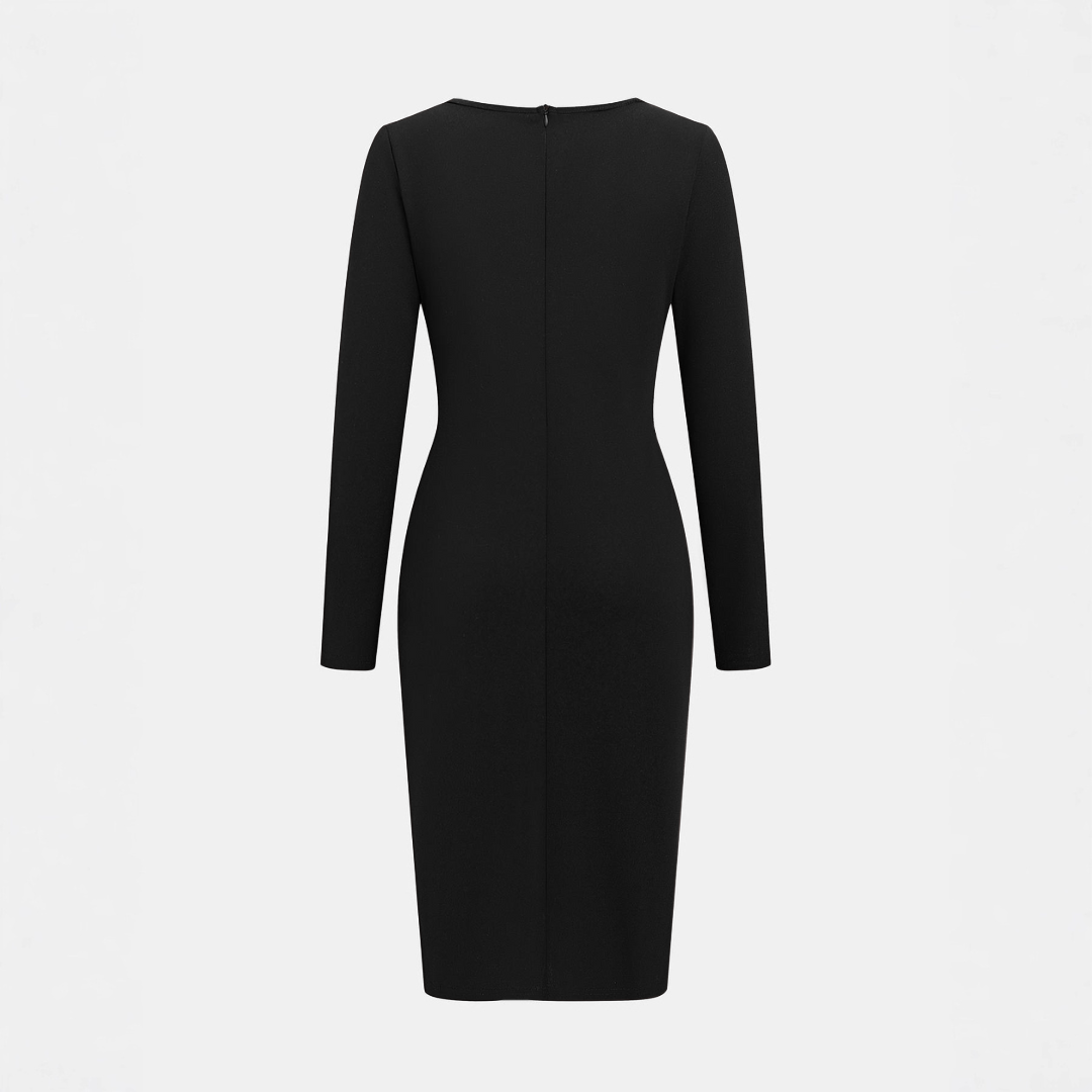 CHARENE - Дамска рокля с плътен цвят от PU кожа и цип Bodycon