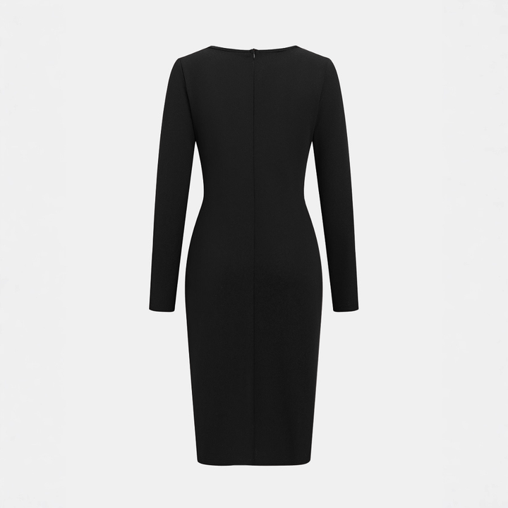 CHARENE - Дамска рокля с плътен цвят от PU кожа и цип Bodycon