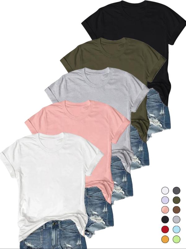 OLIVE - Casual T-Shirt с къс ръкав (Комплект от 5)