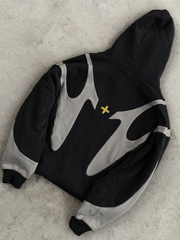 Мъжки Oversized Hoodie в уличен стил Y2K Графичен контрастен дизайн