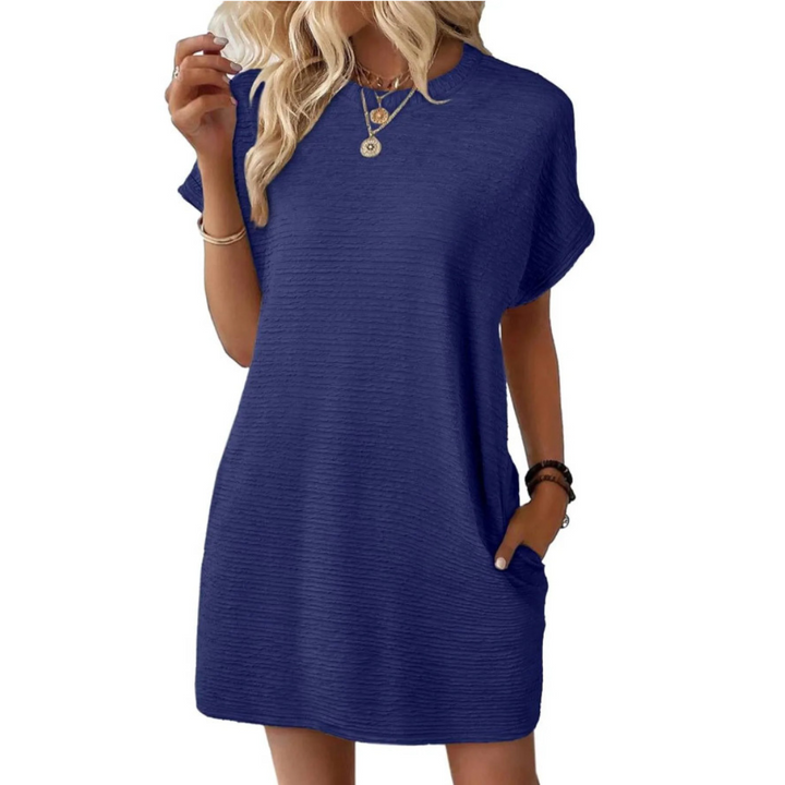 EVASHA – Casual Minimalist Рокля с Кръгло Деколте за Лято