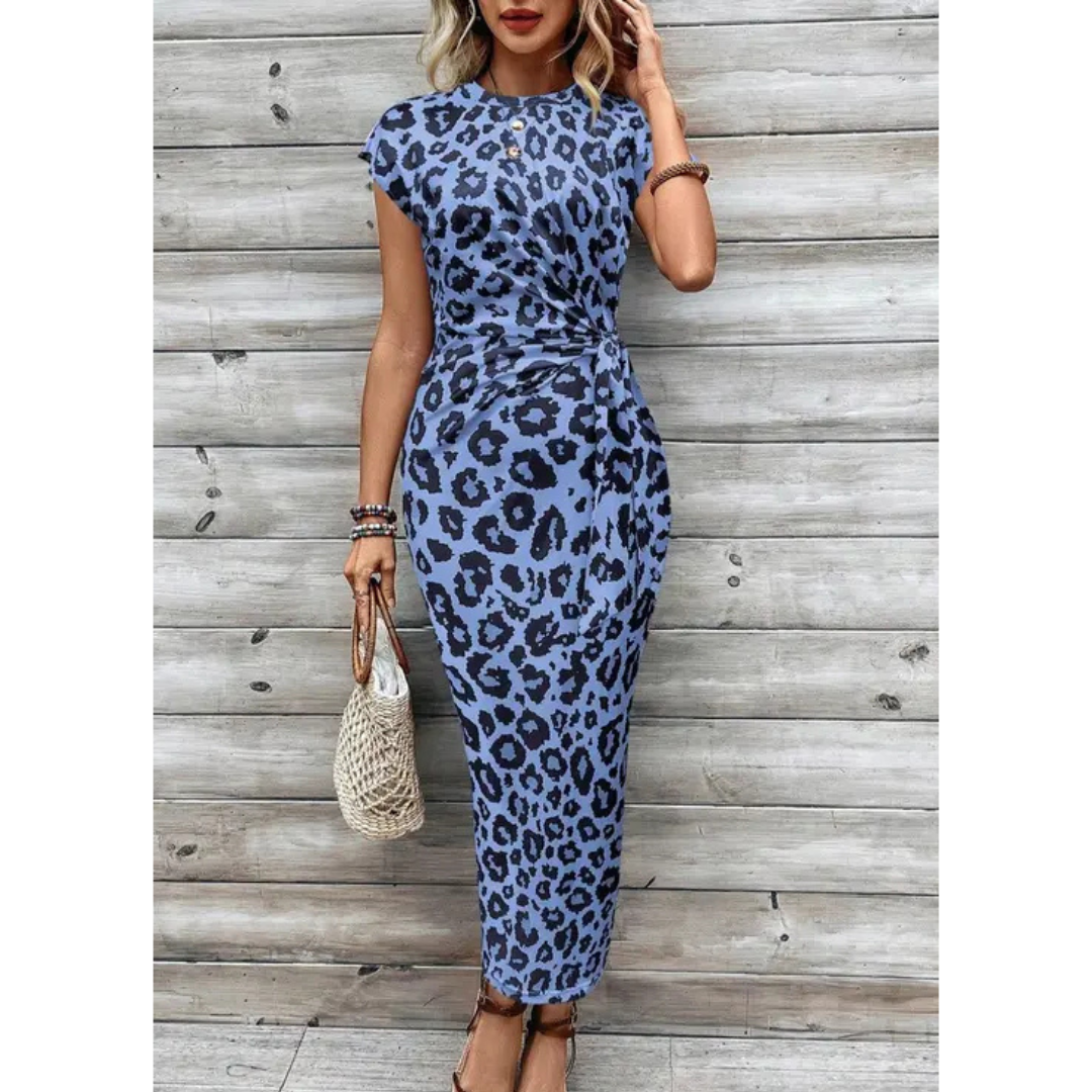 FELICIATI – Стилна рокля Bodycon с кръгло деколте и фльотиращи ръкави