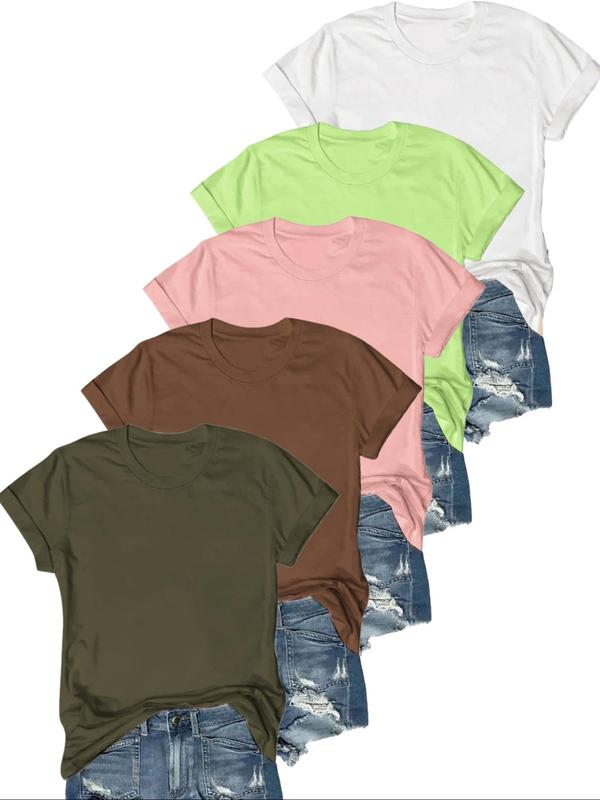 OLIVE - Casual T-Shirt с къс ръкав (Комплект от 5)