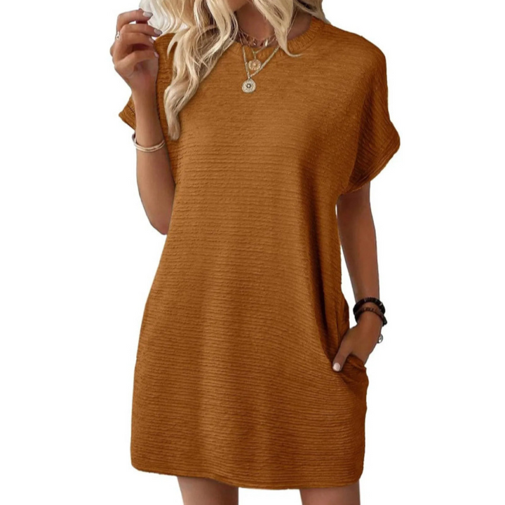 EVASHA – Casual Minimalist Рокля с Кръгло Деколте за Лято
