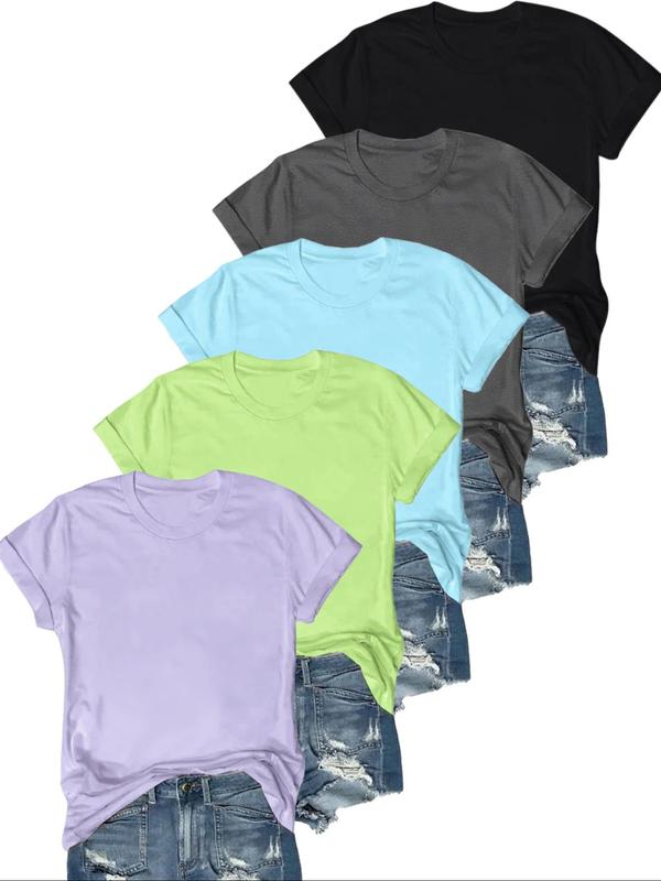 OLIVE - Casual T-Shirt с къс ръкав (Комплект от 5)
