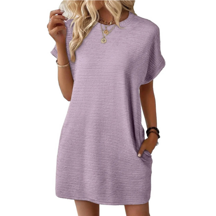 EVASHA – Casual Minimalist Рокля с Кръгло Деколте за Лято