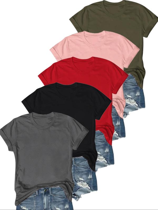OLIVE - Casual T-Shirt с къс ръкав (Комплект от 5)