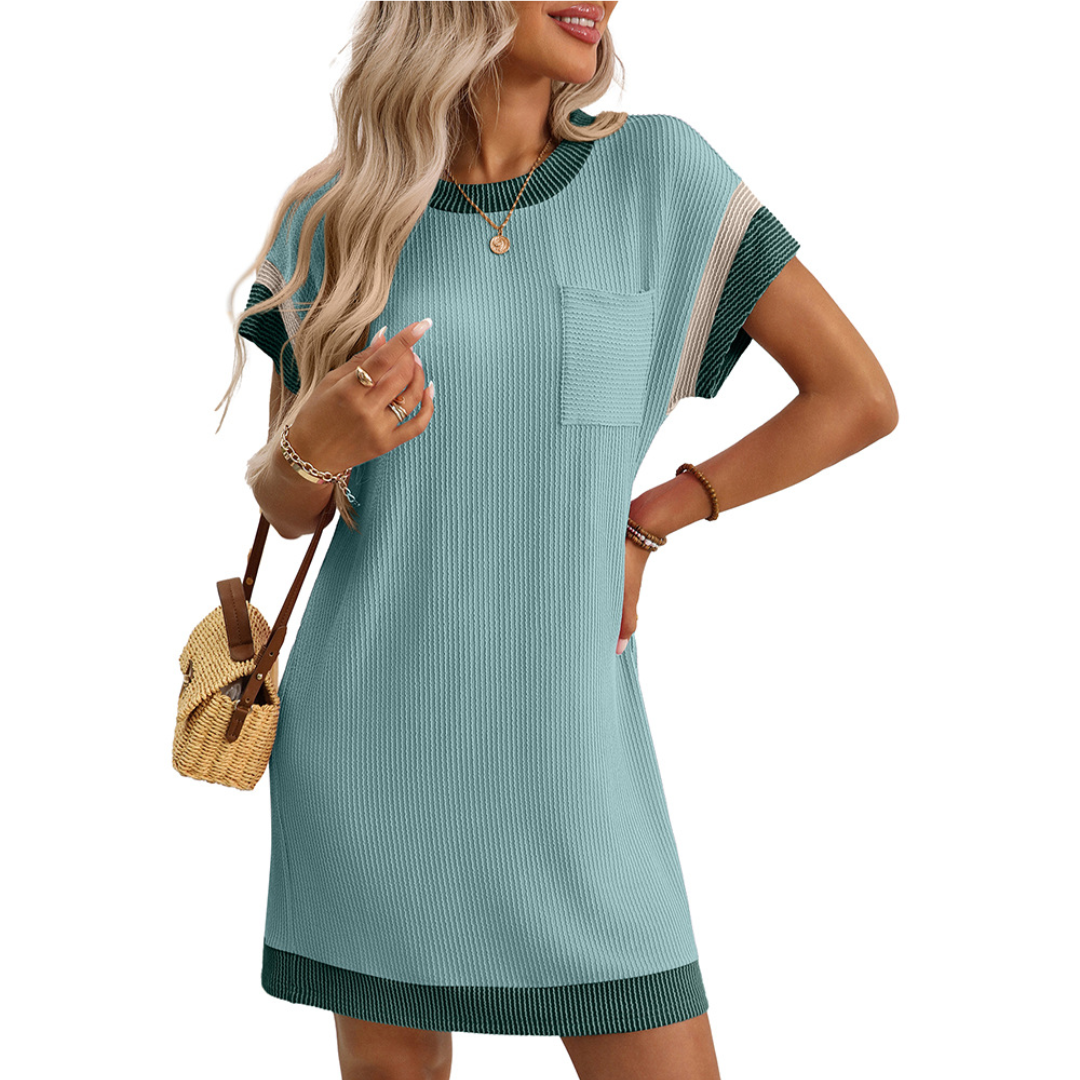 LOTTIE – Мини рокля с цветни блокове и рибена текстура
