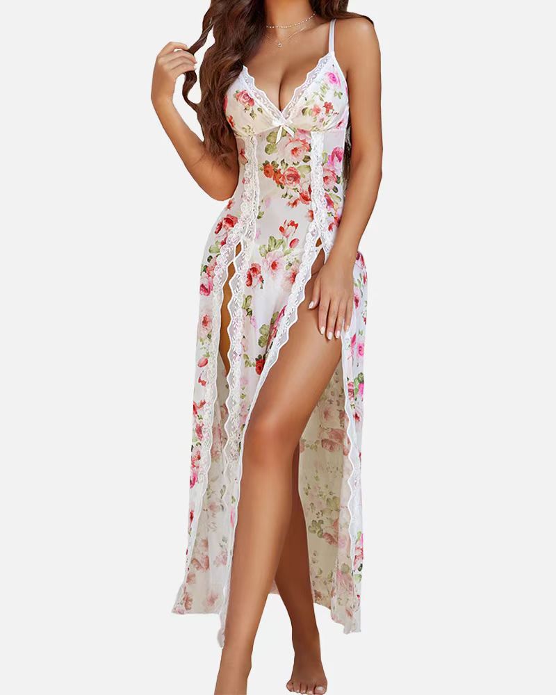 LUZY - Casual V-Neck Lingerie Maxi Нощница