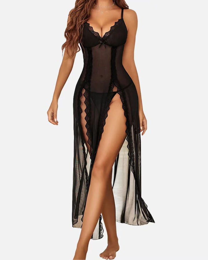 LUZY - Casual V-Neck Lingerie Maxi Нощница