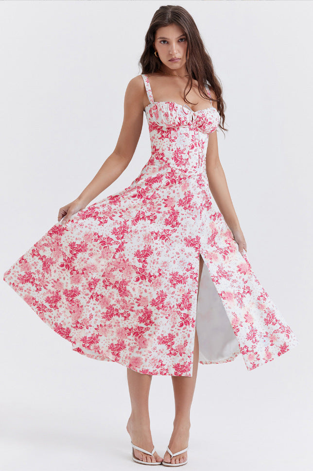 ОПРАХ - Casual Lace-Up Midi Рокля с Квадратно Деколте
