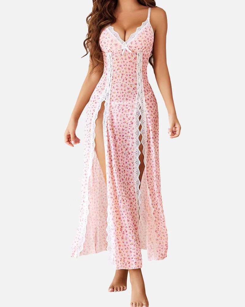 LUZY - Casual V-Neck Lingerie Maxi Нощница