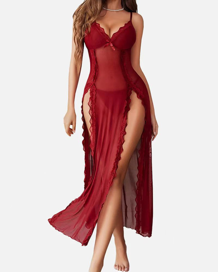 LUZY - Casual V-Neck Lingerie Maxi Нощница
