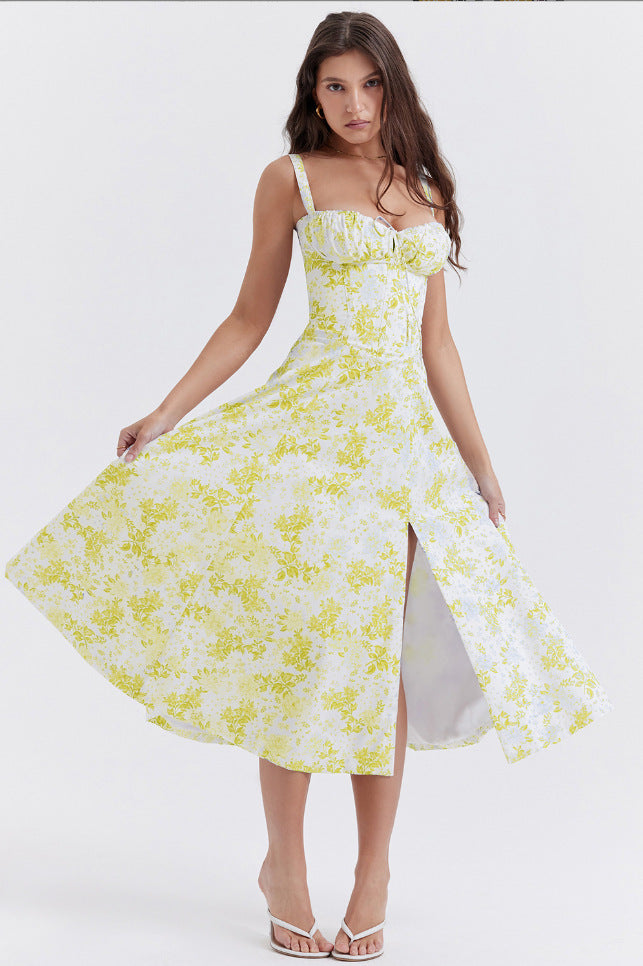 ОПРАХ - Casual Lace-Up Midi Рокля с Квадратно Деколте