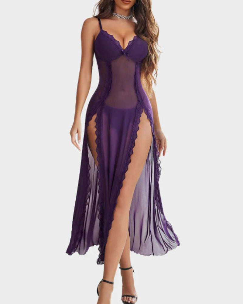 LUZY - Casual V-Neck Lingerie Maxi Нощница