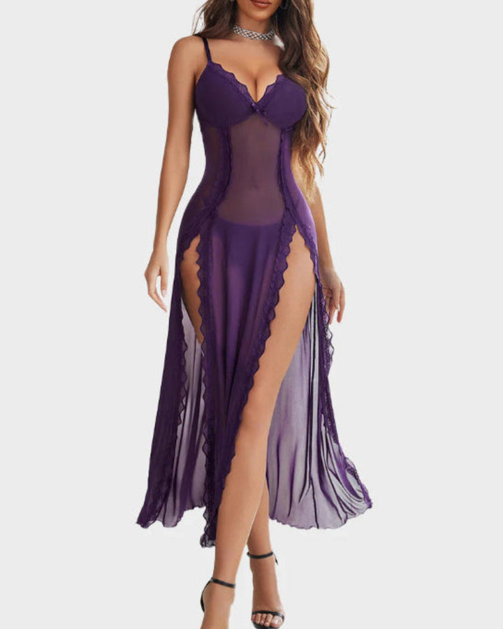 LUZY - Casual V-Neck Lingerie Maxi Нощница