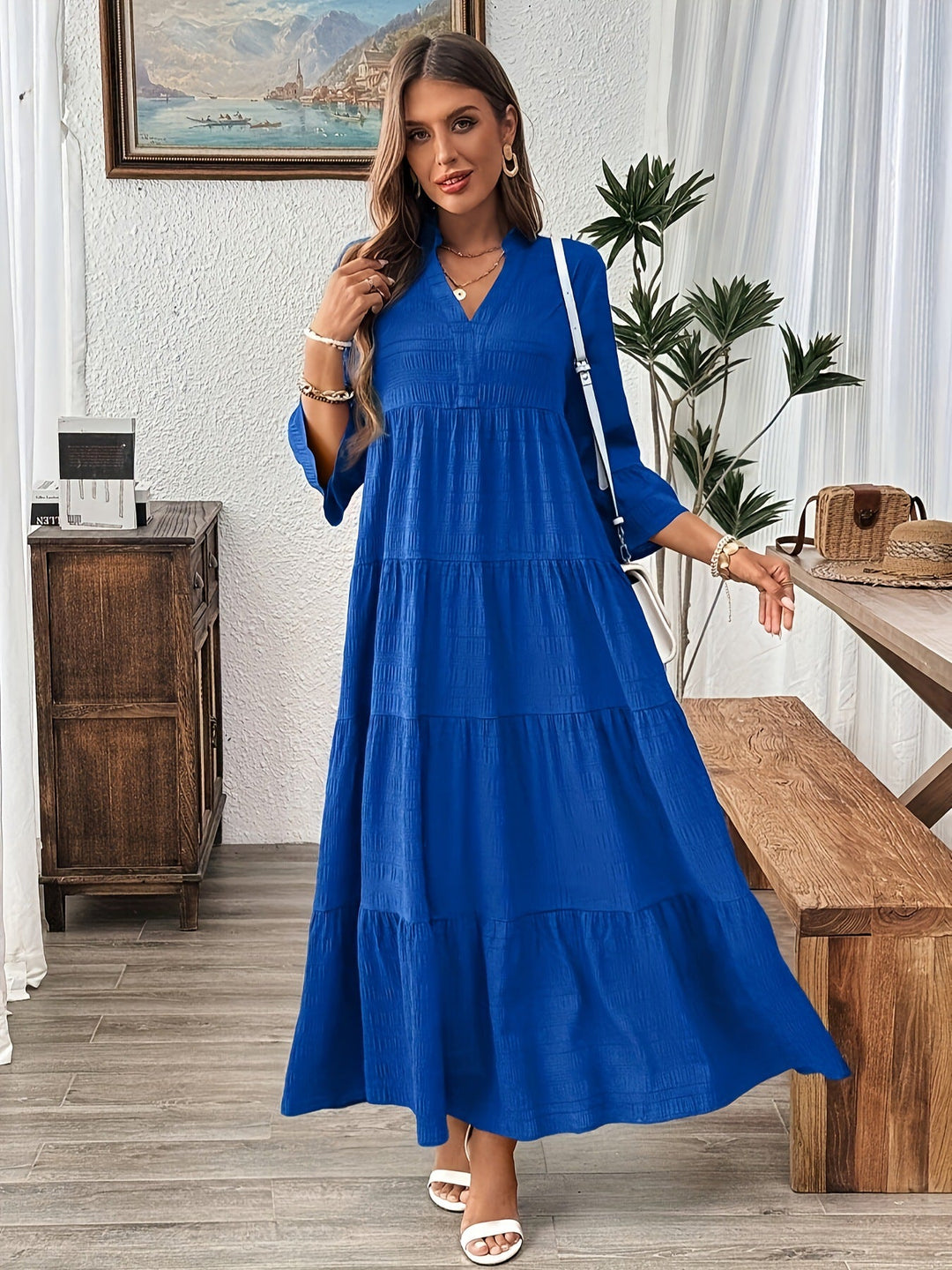 STELLA - Casual V-Neck Лятна Макси Рокля