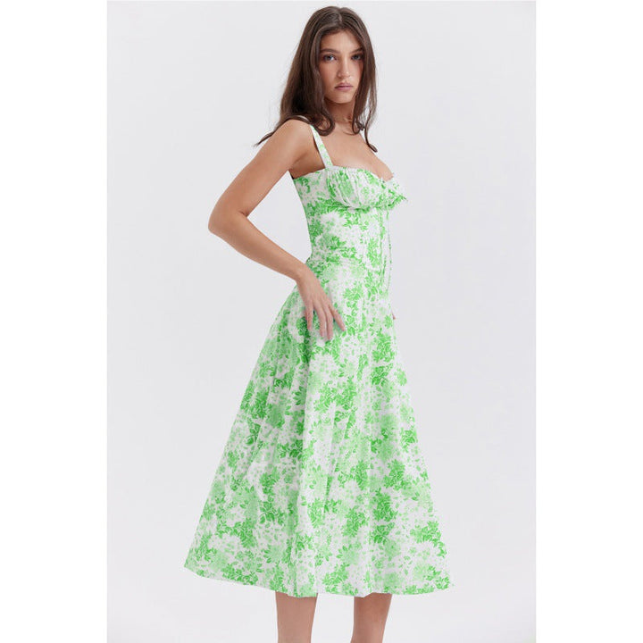 ОПРАХ - Casual Lace-Up Midi Рокля с Квадратно Деколте