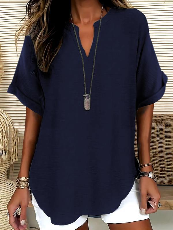 GENNEVA – Ежедневна обикновена блуза с къс ръкав