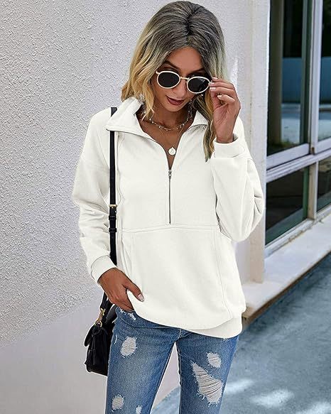 АНИ - Суичър с цип и яка за жени, Casual Pullover