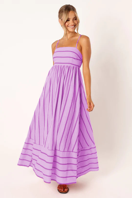 РОЗИ - Свободна лятна макси рокля с тънки презрамки