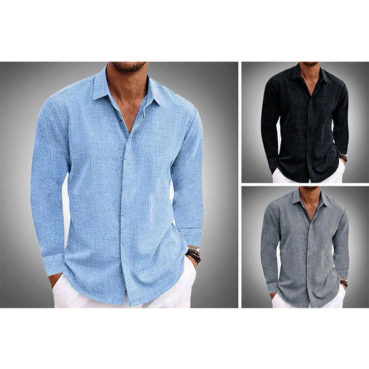 Риза Henley от лен Riviera Къс ръкав