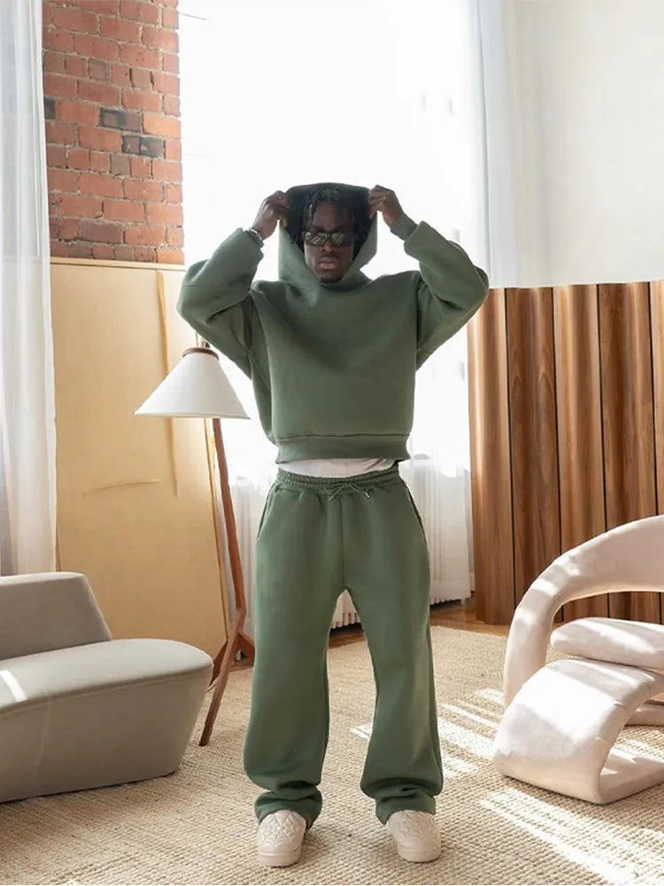 Мъжки Tracksuit за Улична Мода и Всекидневно Носене Oversized Худи и Джогъри Комплект