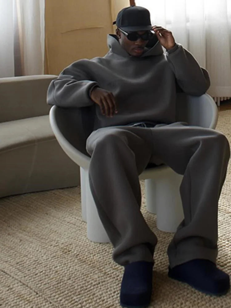 Мъжки Tracksuit за Улична Мода и Всекидневно Носене Oversized Худи и Джогъри Комплект