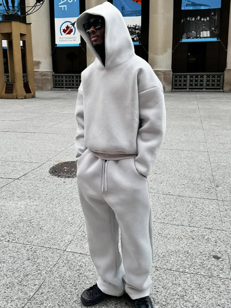 Мъжки Tracksuit за Улична Мода и Всекидневно Носене Oversized Худи и Джогъри Комплект