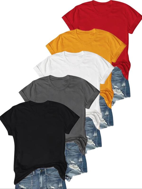 OLIVE - Casual T-Shirt с къс ръкав (Комплект от 5)