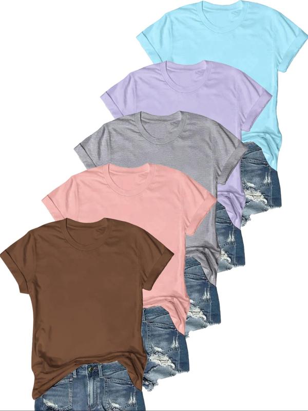 OLIVE - Casual T-Shirt с къс ръкав (Комплект от 5)