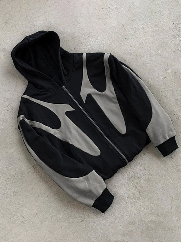 Мъжки Oversized Hoodie в уличен стил Y2K Графичен контрастен дизайн
