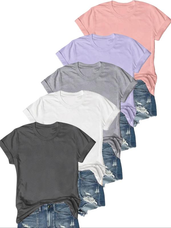 OLIVE - Casual T-Shirt с къс ръкав (Комплект от 5)