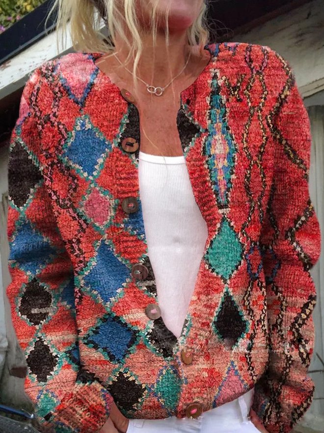 FLORA - Винтидж цветен кардиган