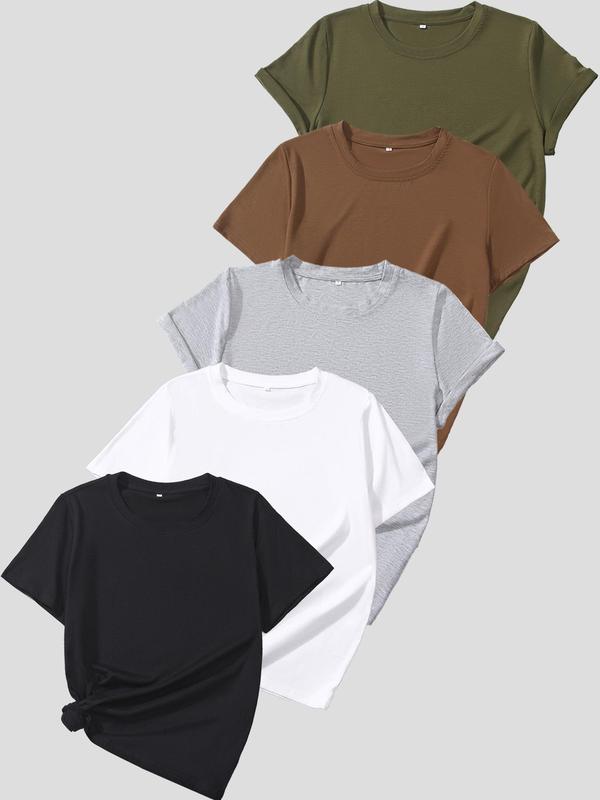 OLIVE - Casual T-Shirt с къс ръкав (Комплект от 5)