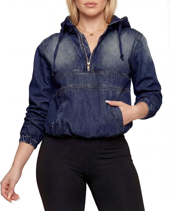 ЛИНДА – Casual Hoodie с половин цип